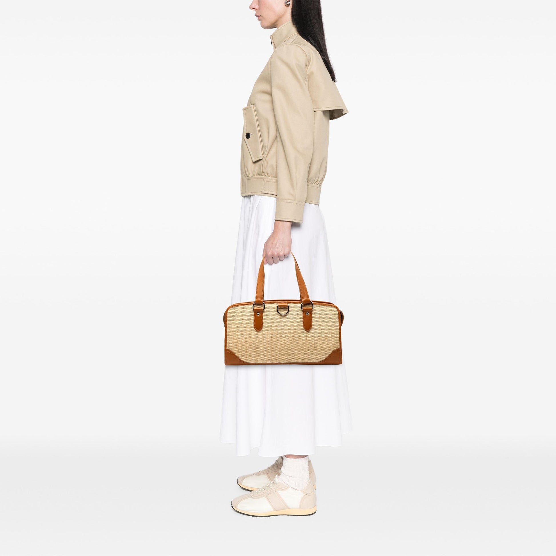 Burberry Straw and Leather Handbag