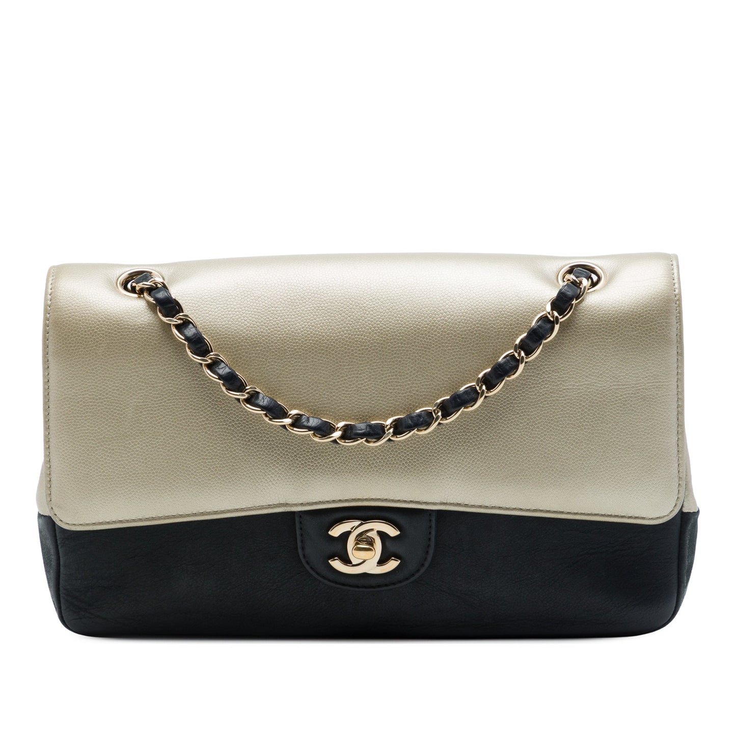 Chanel Medium Classic Bicolor Caviar and Iridescent Calfskin Double Flap