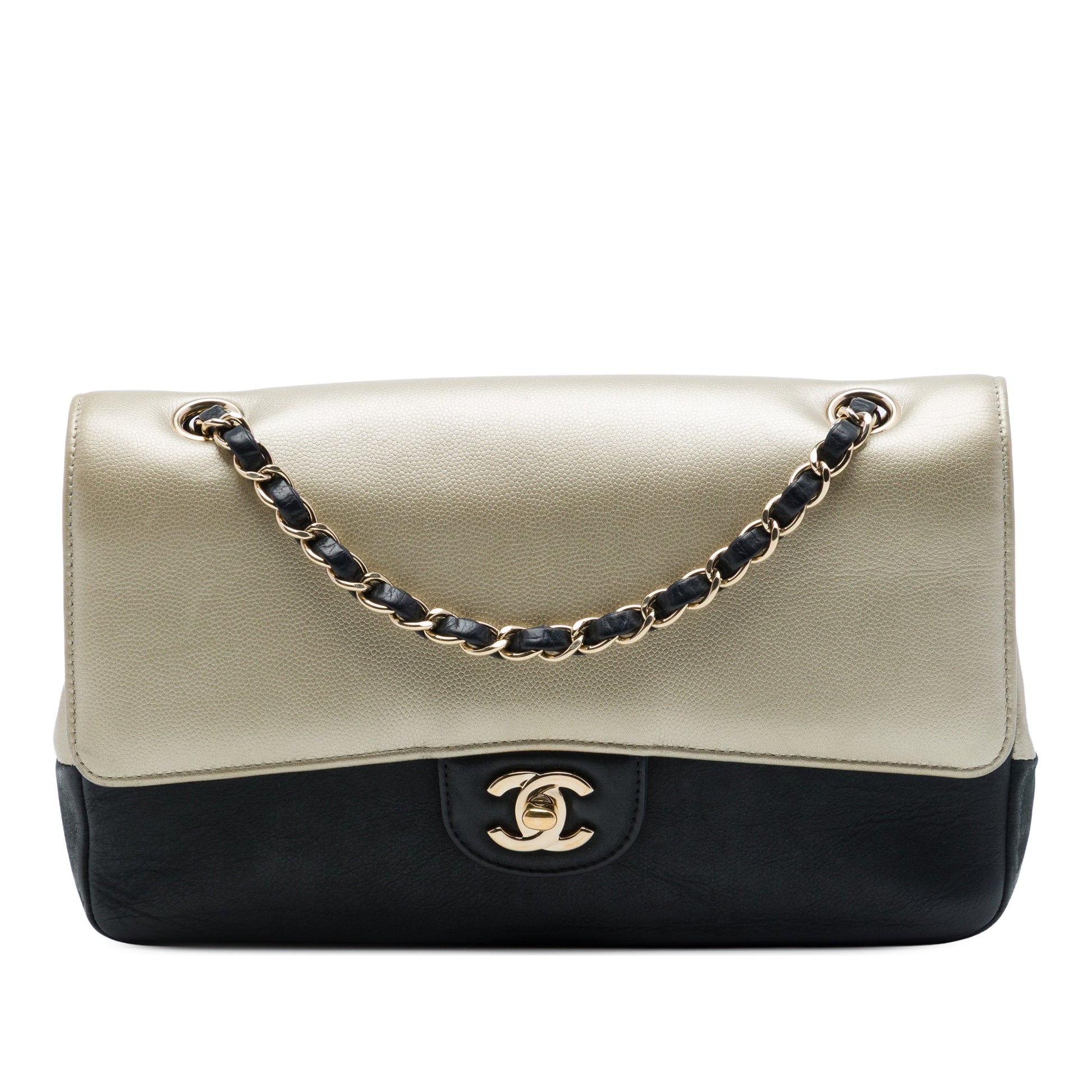 Chanel Medium Classic Bicolor Caviar and Iridescent Calfskin Double Flap