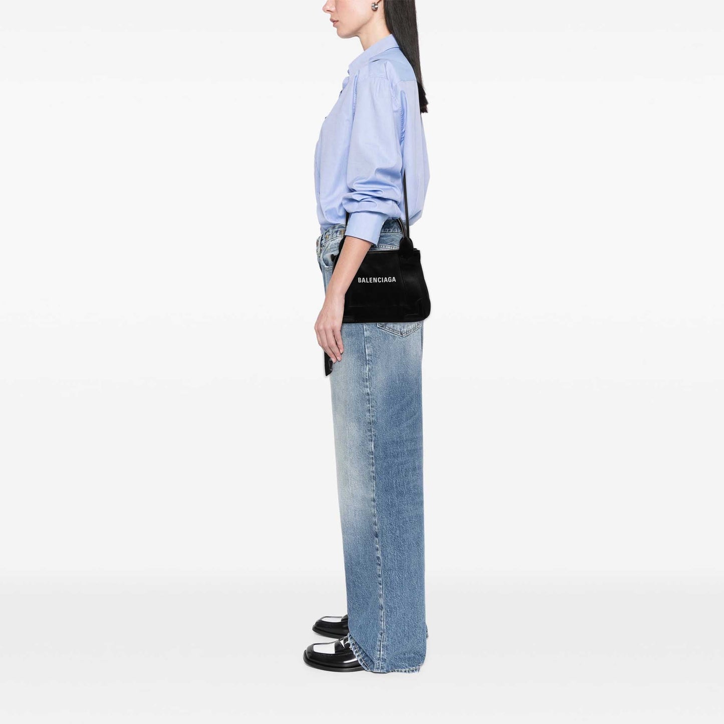 Balenciaga Denim Navy Cabas Satchel XS