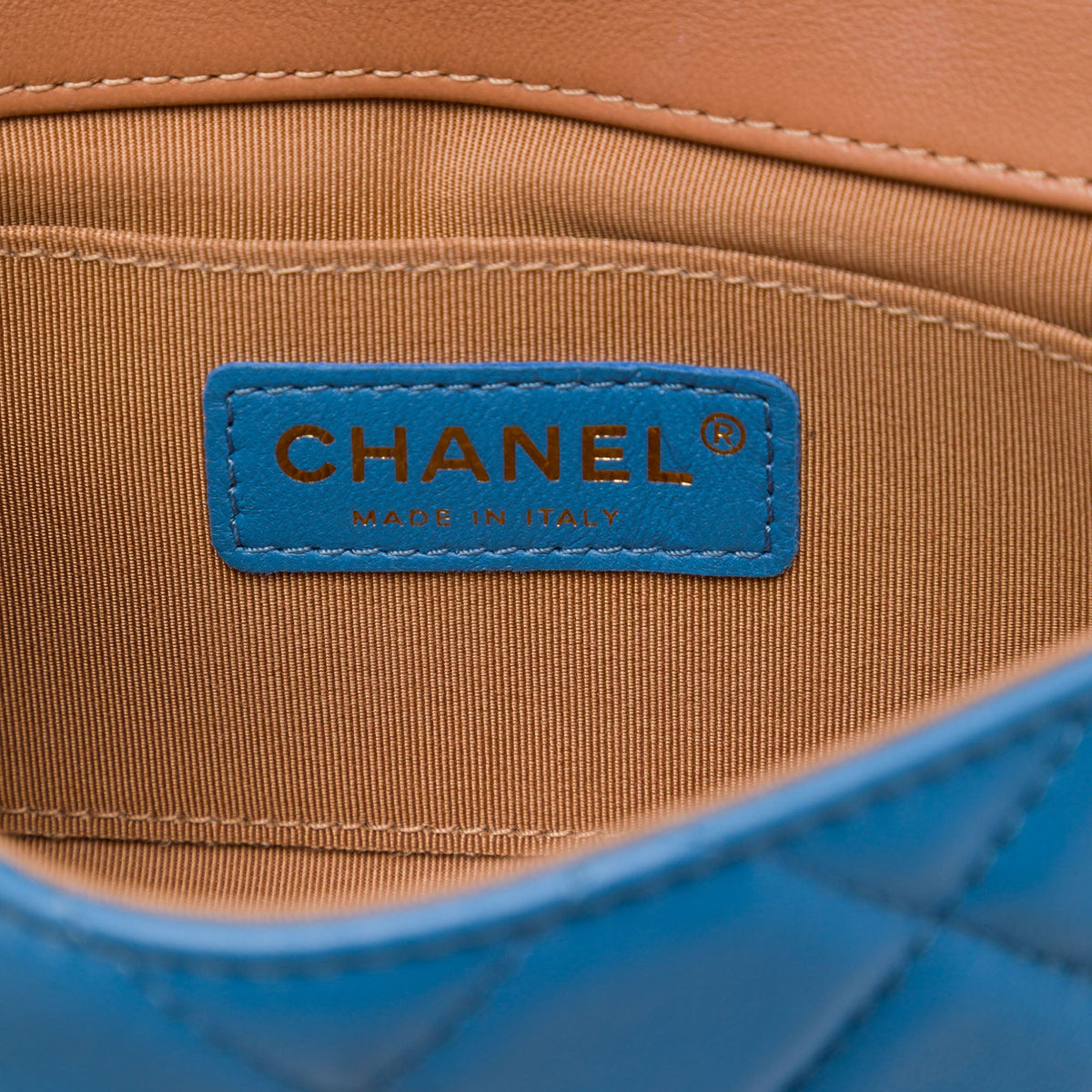 Chanel Mini Quilted Lambskin Cocovado Ribbon Chain Flap — Blue