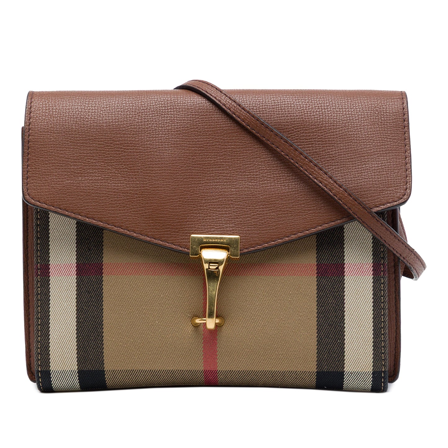 Burberry Small Leather and House Check Canvas Derby Macken Crossbody