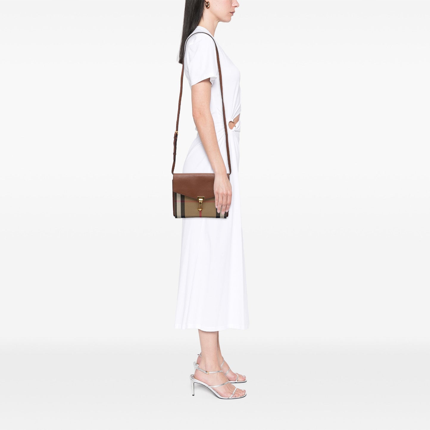 Burberry Small Leather and House Check Canvas Derby Macken Crossbody