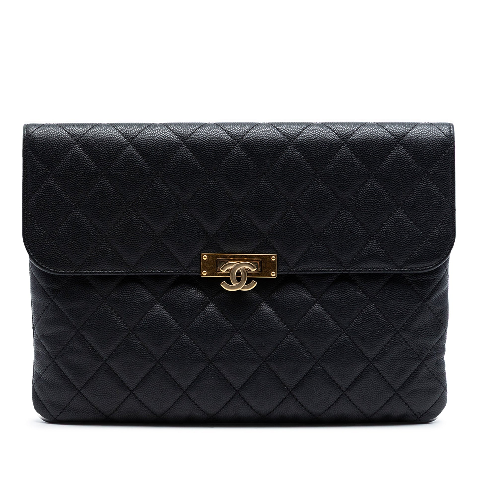 Chanel Medium Quilted Caviar Golden Class O Case Clutch