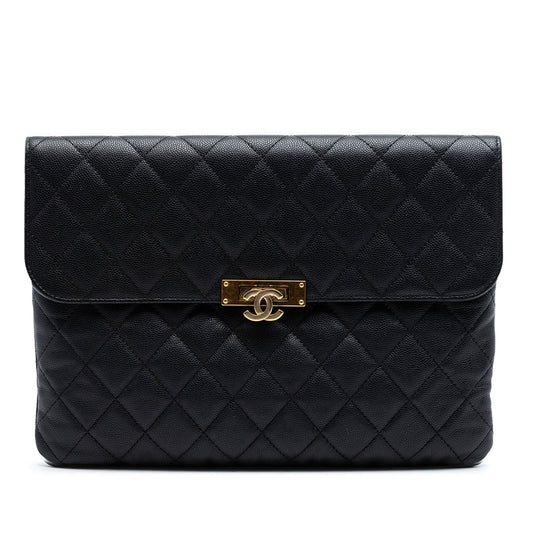 Chanel Medium Quilted Caviar Golden Class O Case Clutch