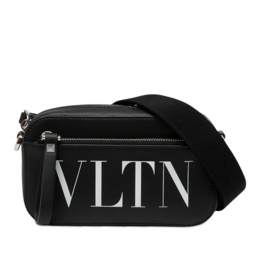 Valentino Leather VLTN Convertible Camera Bag — Black