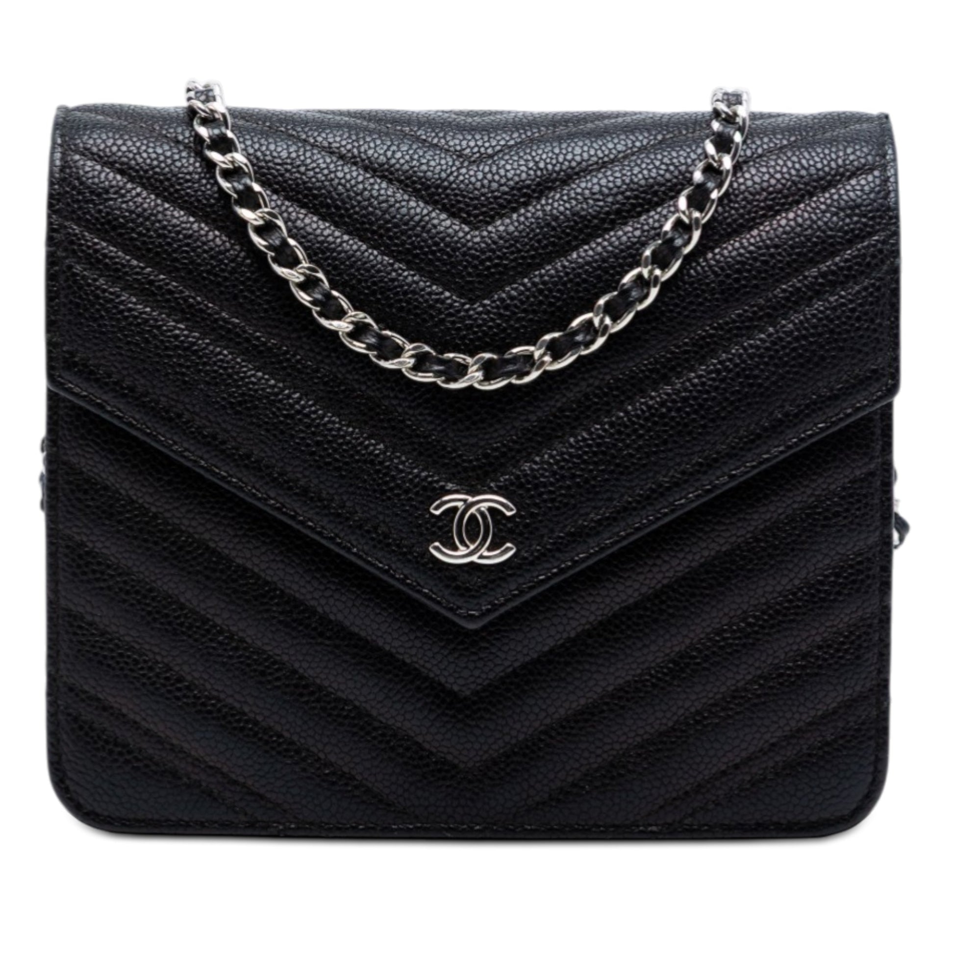 CC Chevron Caviar Square Wallet On Chain