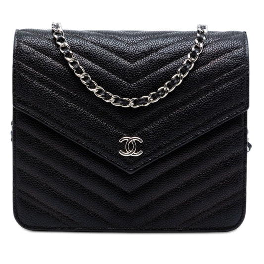 CC Chevron Caviar Square Wallet On Chain