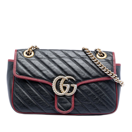 Gucci Medium GG Marmont Matelasse Diagonal Leather Torchon Shoulder Bag