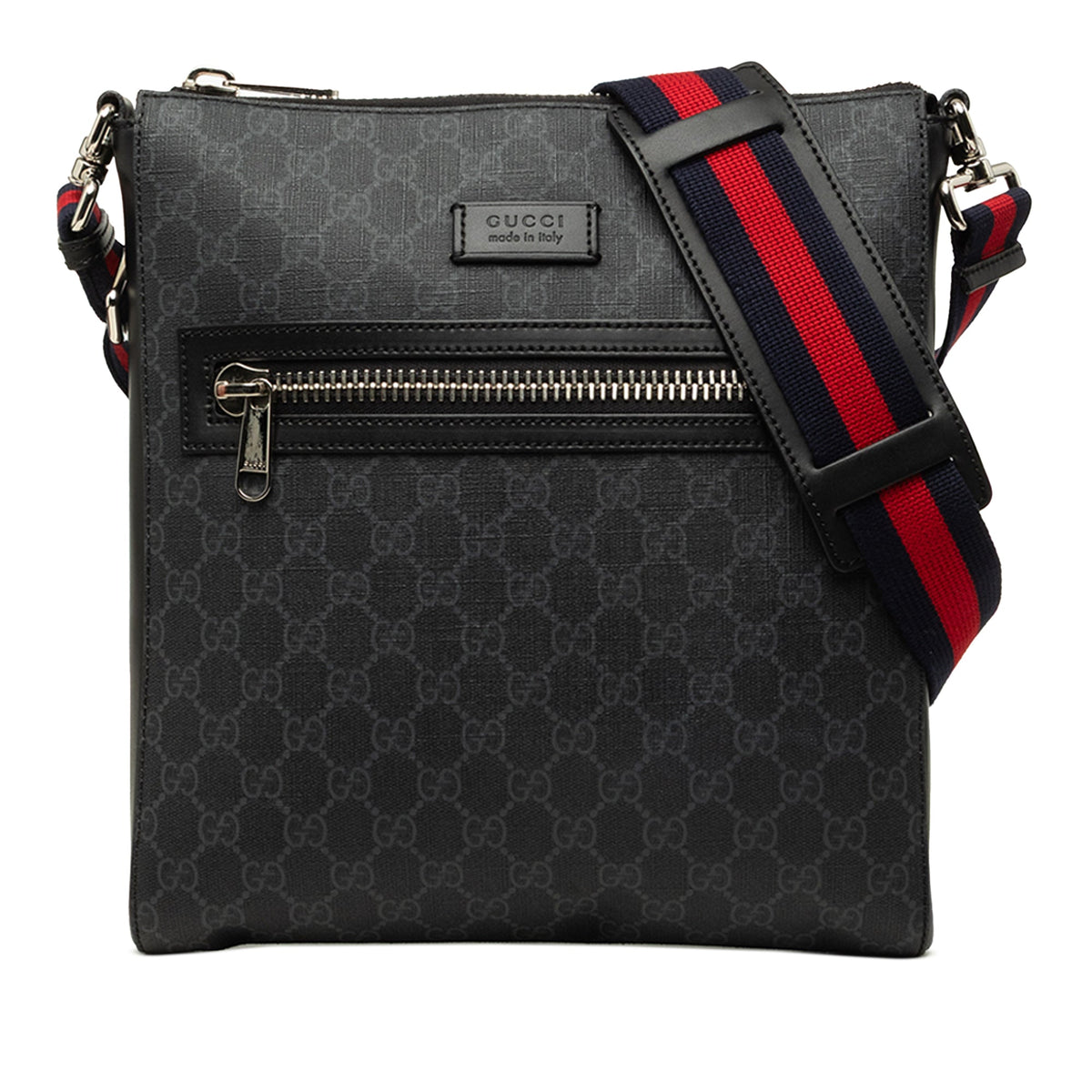 Gucci Medium GG Supreme Web Messenger Bag — Black