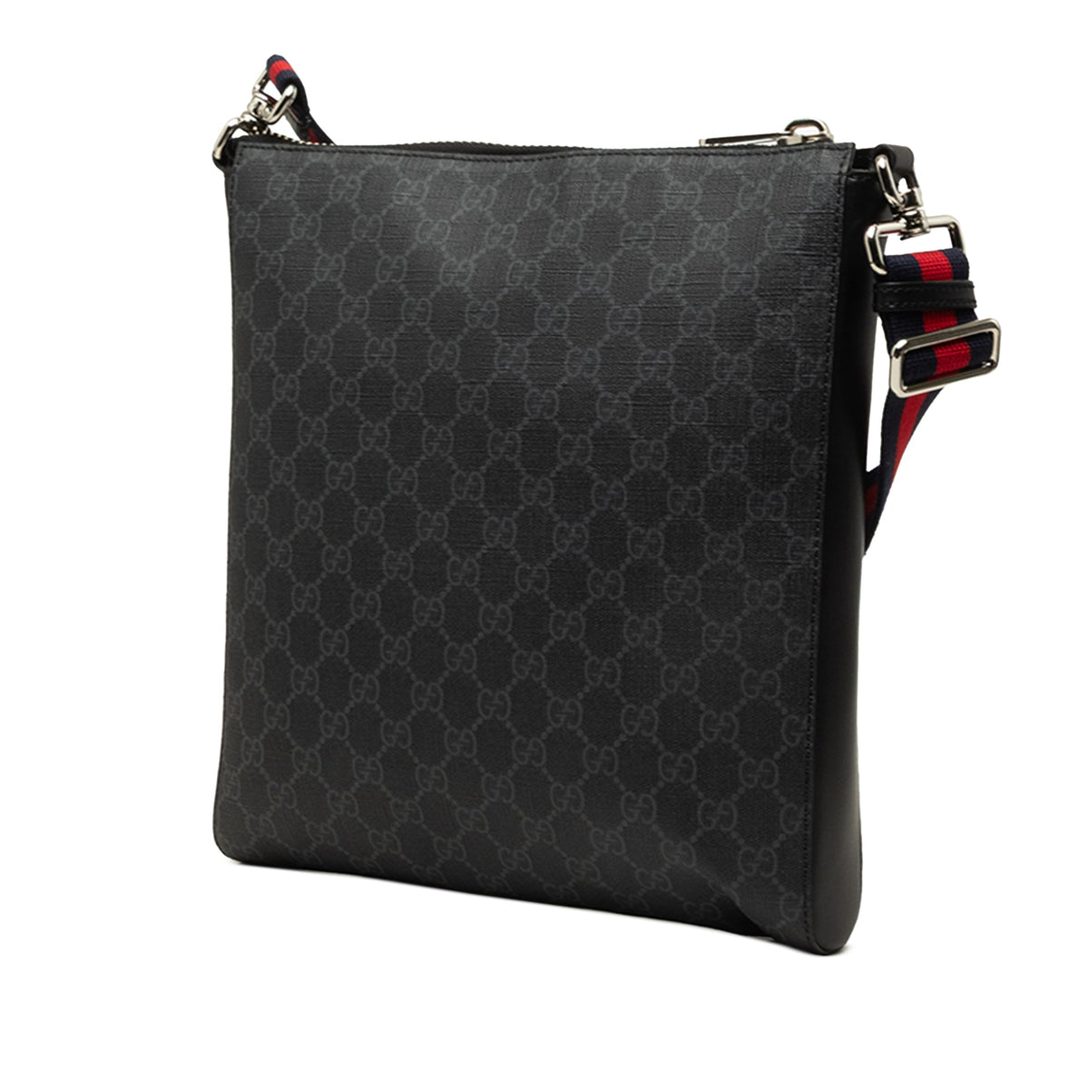 Gucci Medium GG Supreme Web Messenger Bag — Black