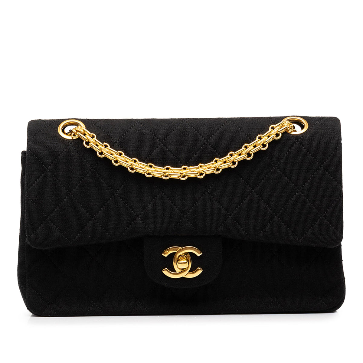 Chanel Small Classic Jersey Double Flap — Black