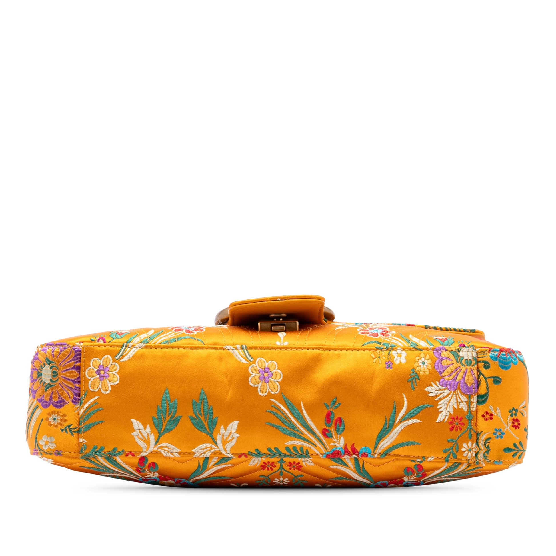 Gucci Large GG Marmont Matelasse Silk Embroidered Floral Shoulder Bag