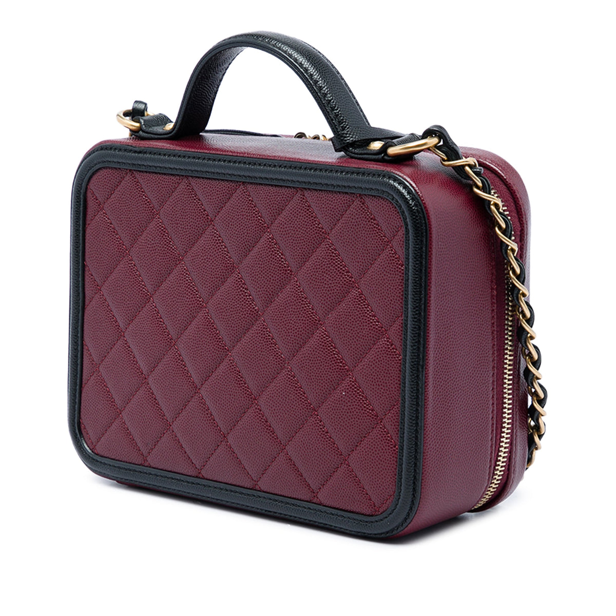 Chanel Medium Bicolor Caviar CC Filigree Vanity Case — Red