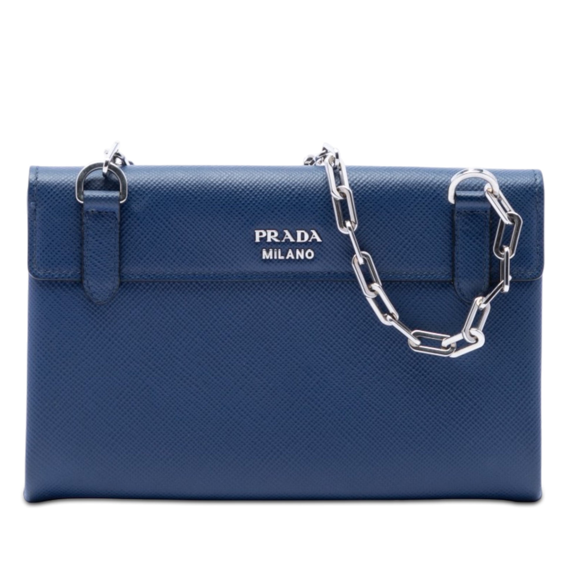Prada Saffiano Cuir Twist Lock Chain Flap