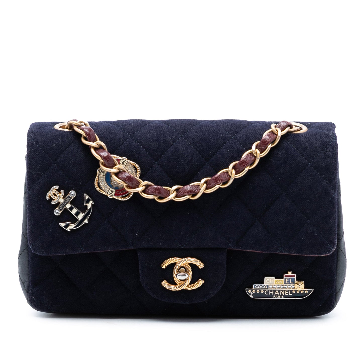 Paris Hamburg Mini Rectangular Classic Jersey Coco Sailor Charms Single Flap