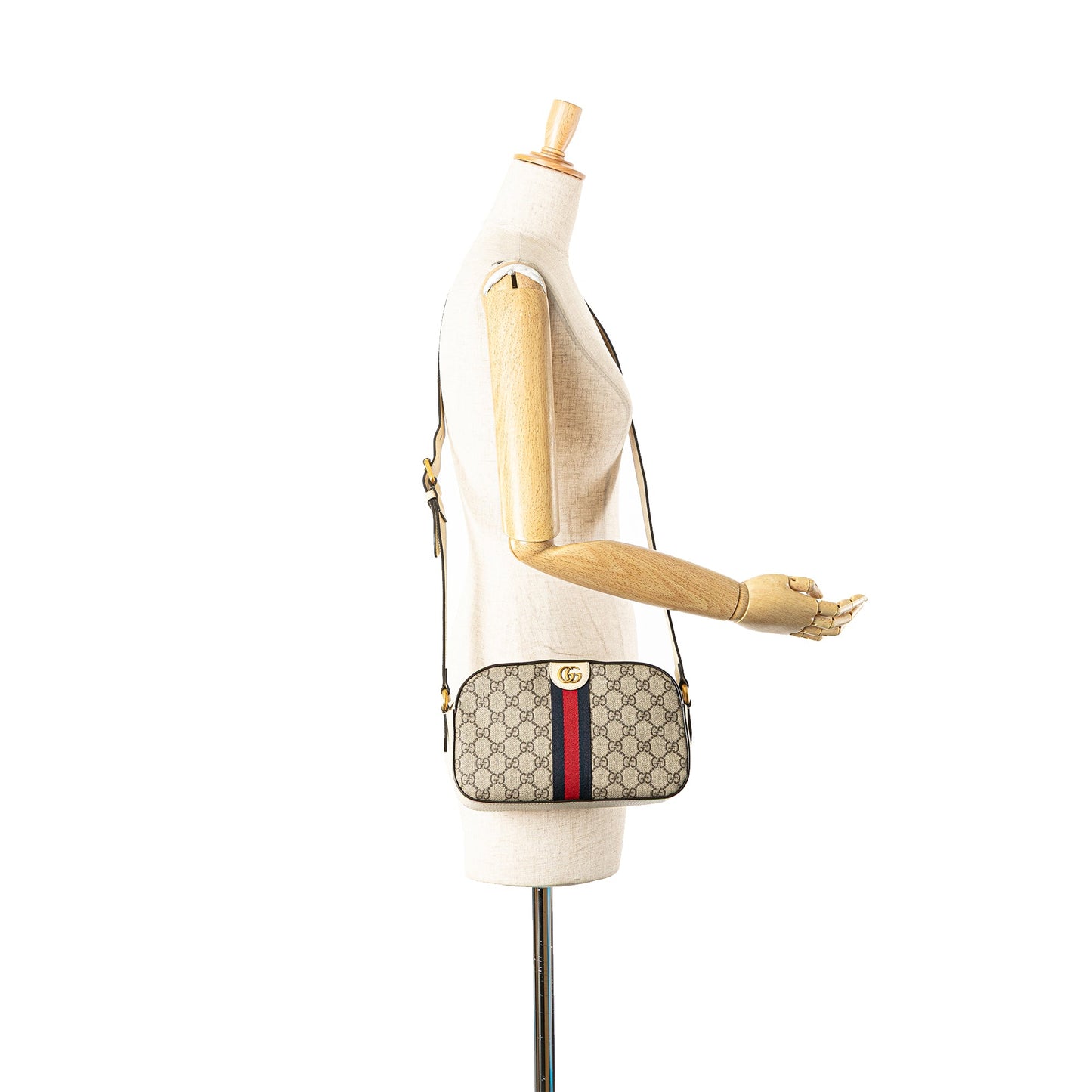Gucci Small GG Supreme Textured Calfskin Web Ophidia Camera Bag