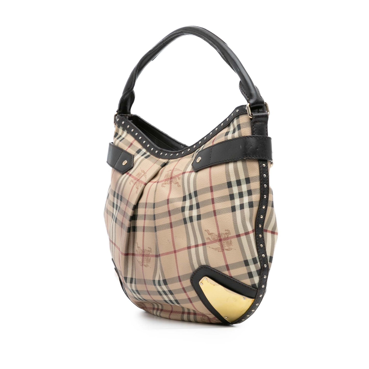 Burberry Haymarket Check Coated Canvas Hobo Bag