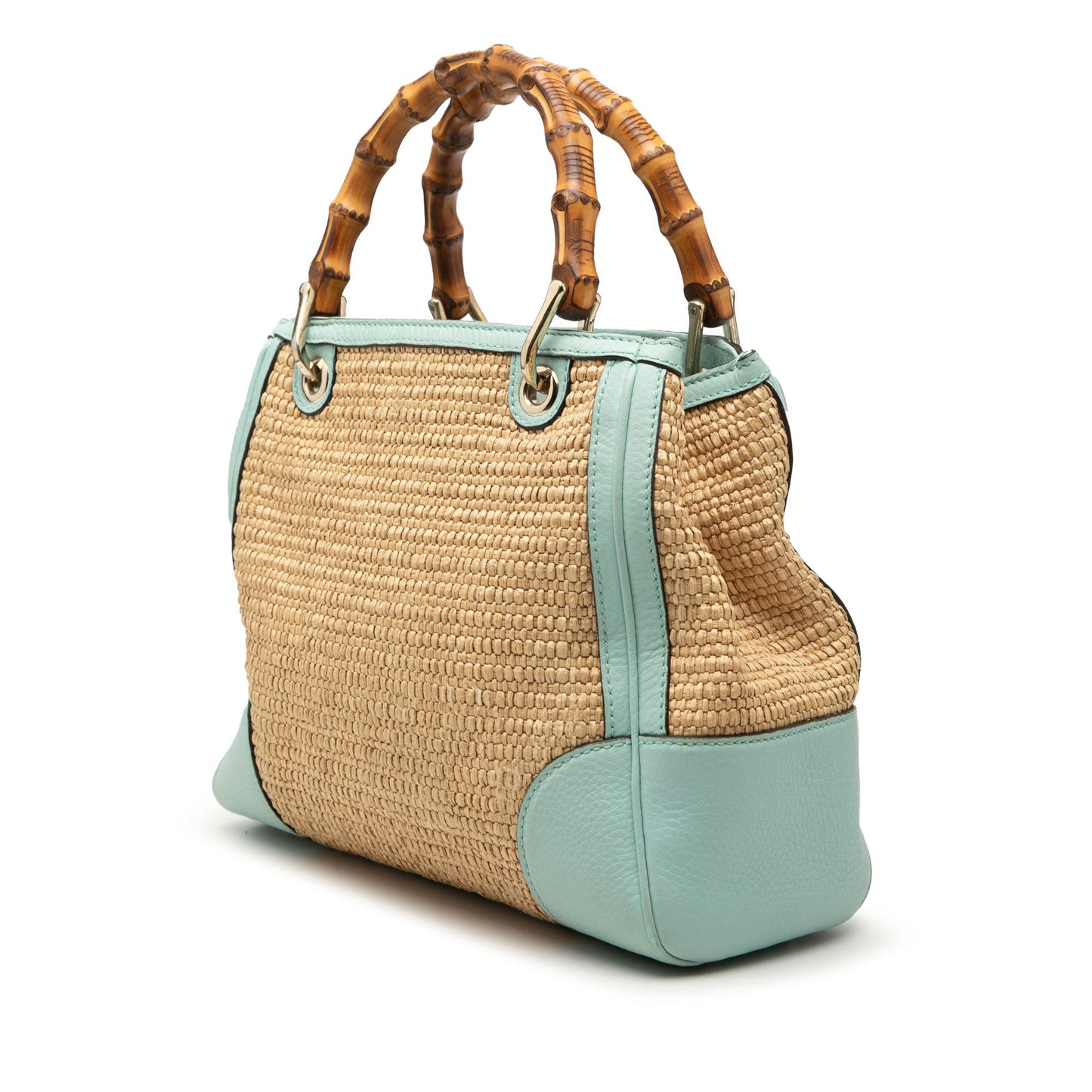 Gucci Small Raffia Bamboo Shopper Satchel