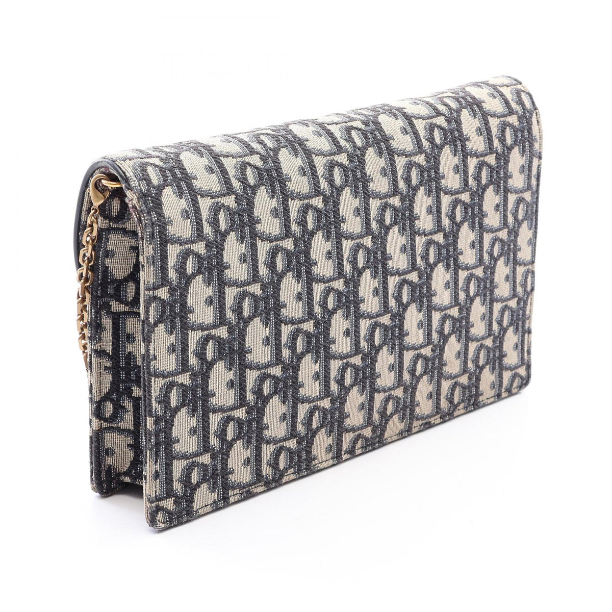 Dior Oblique Canvas Saddle Wallet On Chain — Blue