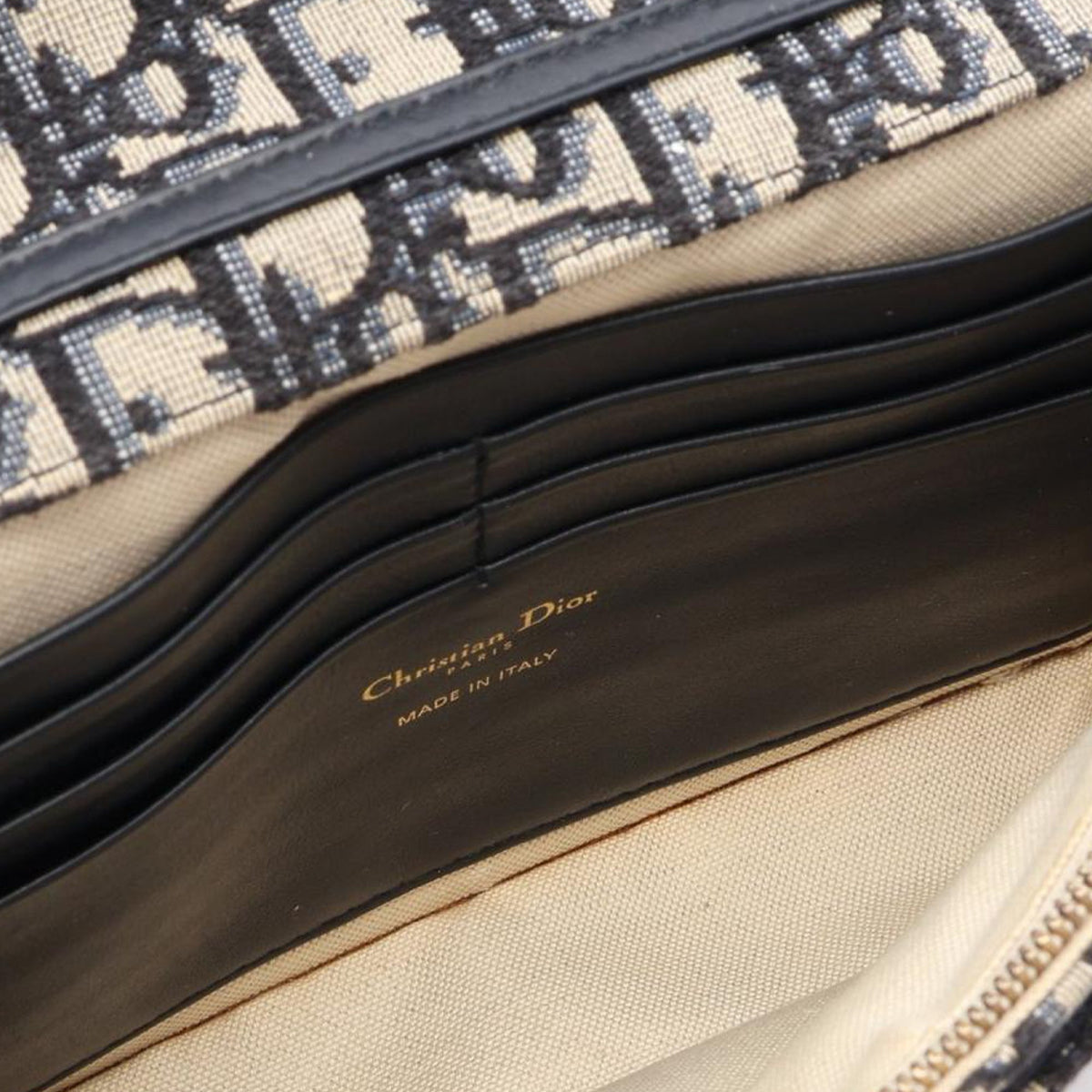 Dior Oblique Canvas Saddle Wallet On Chain — Blue
