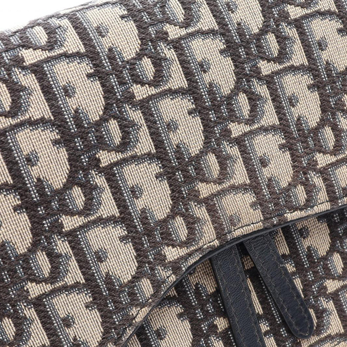 Dior Oblique Canvas Saddle Wallet On Chain — Blue