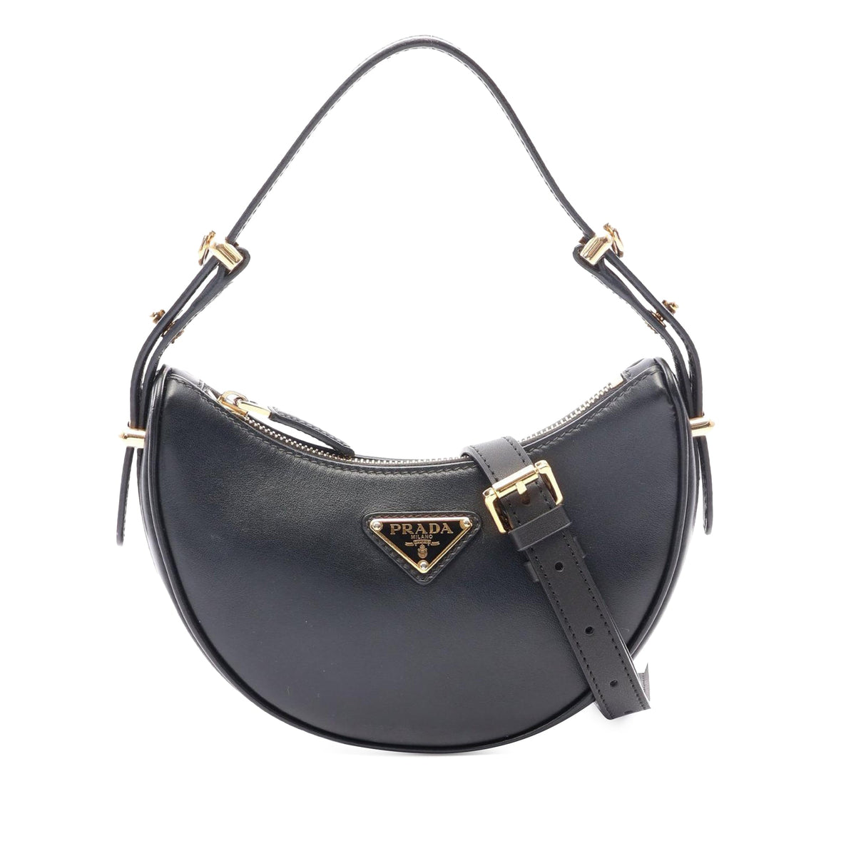 Prada Small Soft Calf Arque Satchel — Black