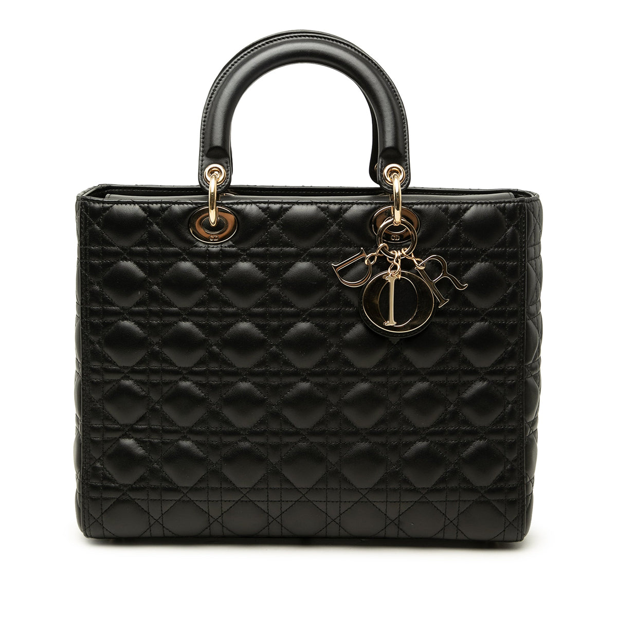 Dior Large Lambskin Cannage Lady Dior — Black