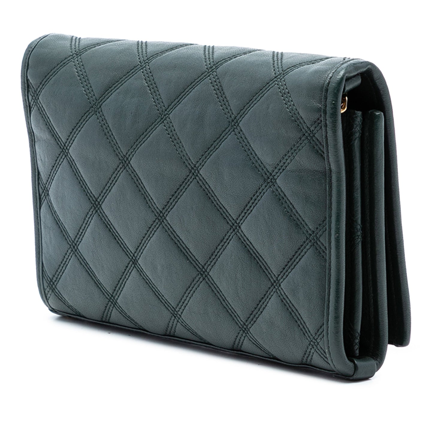Saint Laurent Quilted Lambskin Diamond Becky Chain Wallet