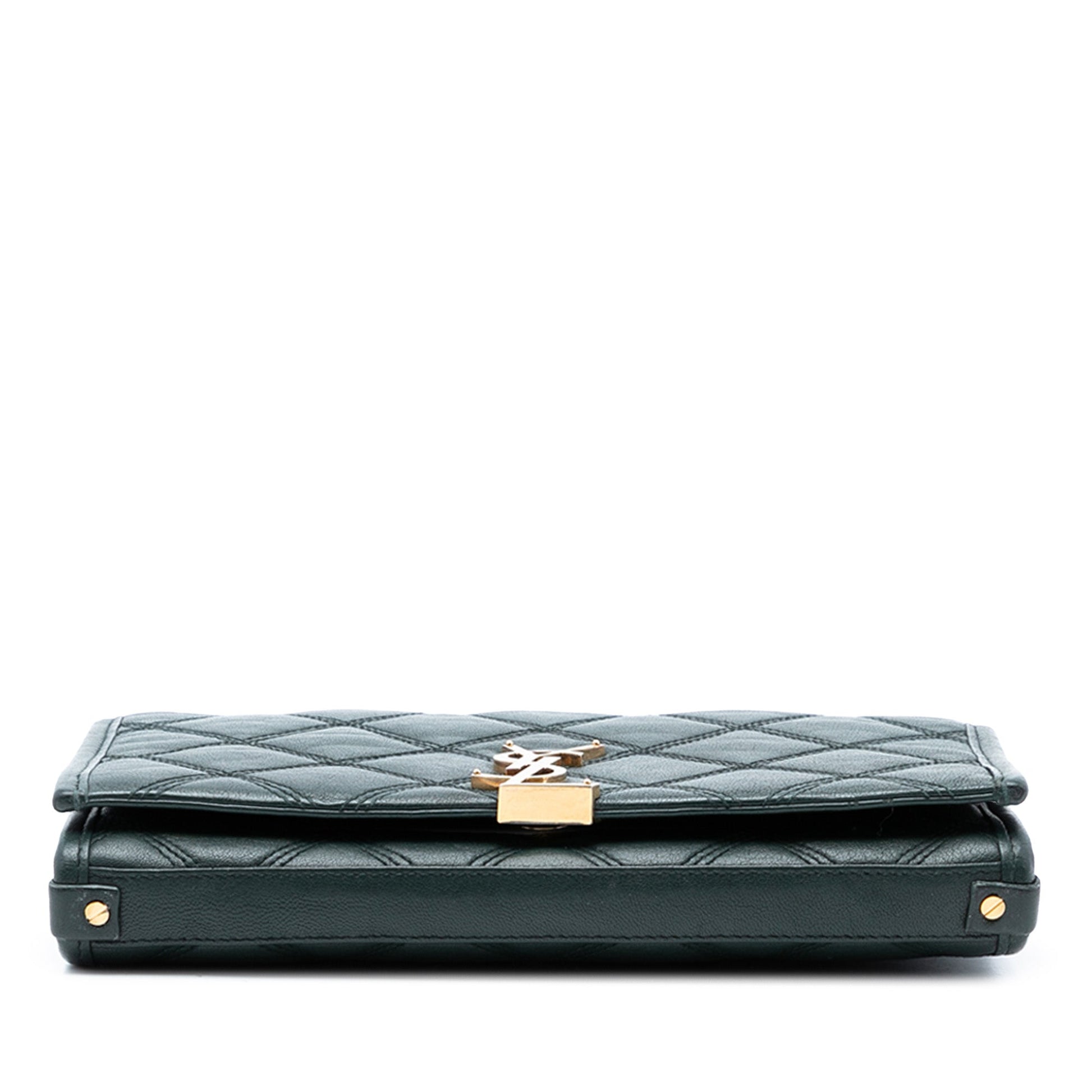 Saint Laurent Quilted Lambskin Diamond Becky Chain Wallet