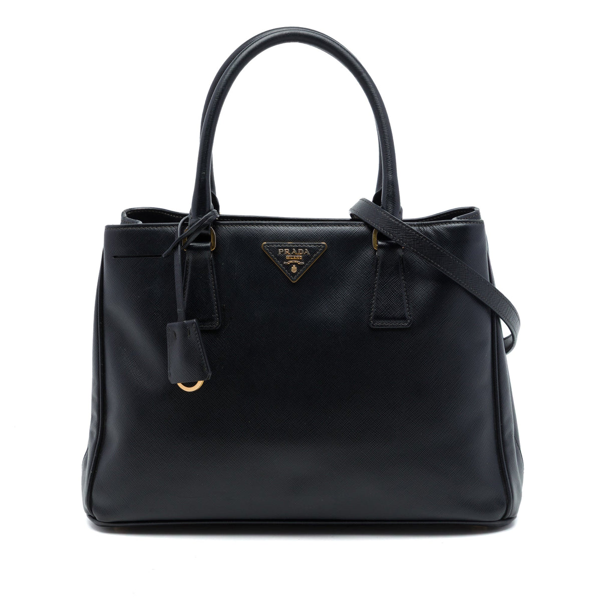 Prada Small Saffiano Lux Gardeners Tote — Black