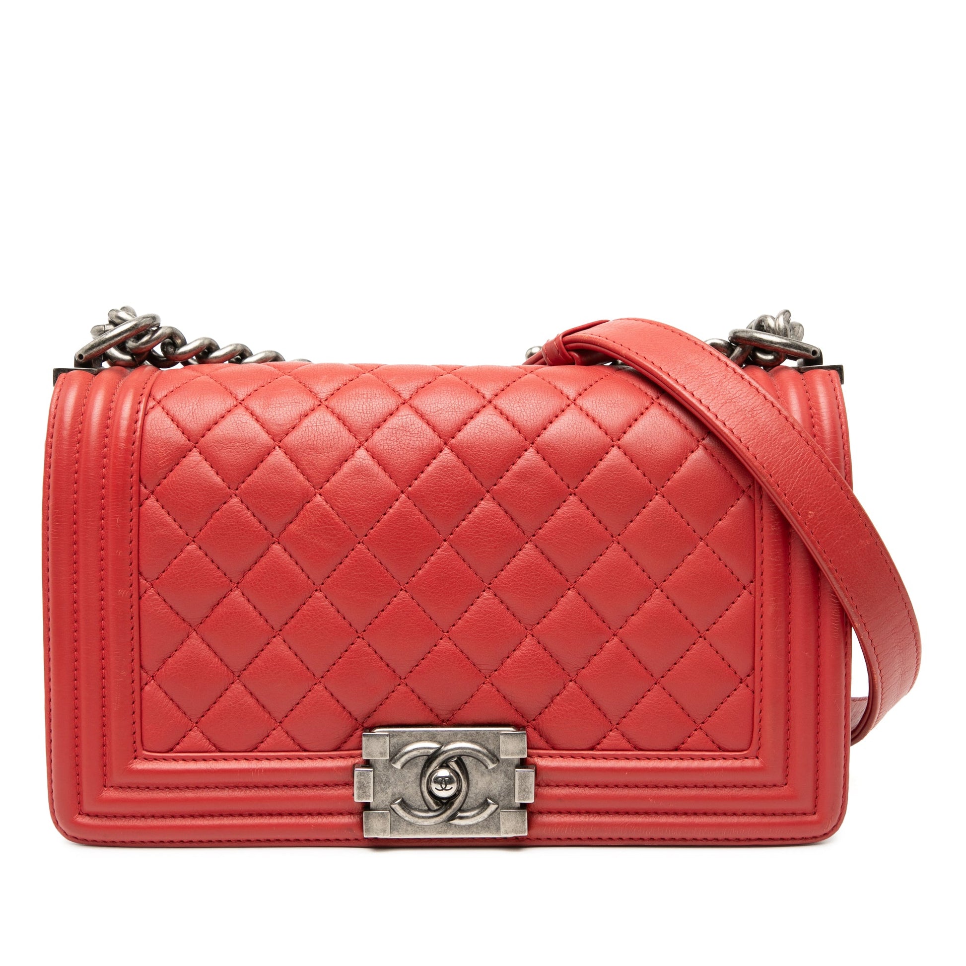 Old Medium Quilted Lambskin Boy Flap