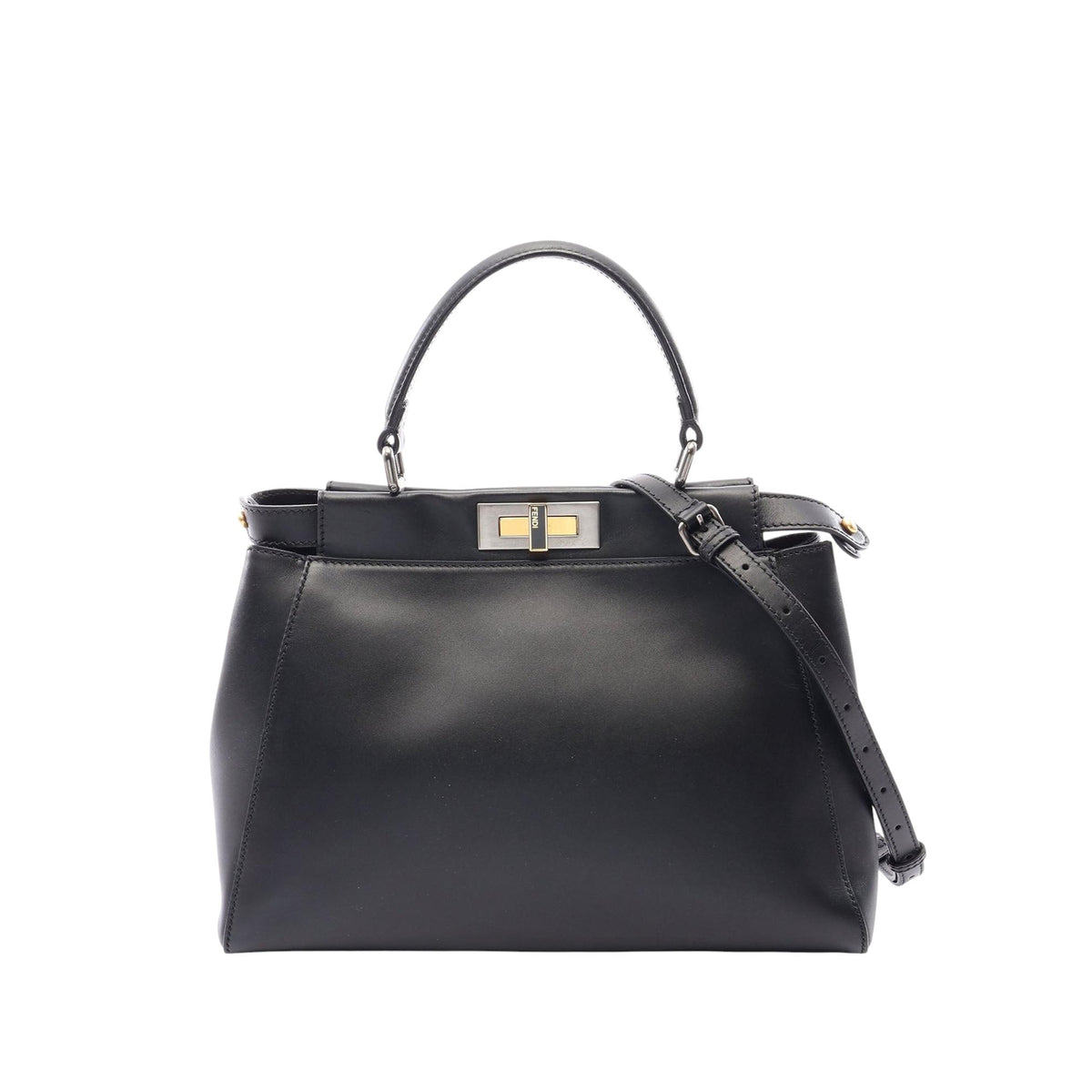 Fendi Medium Shiny Nappa Peekaboo Iconic Satchel
