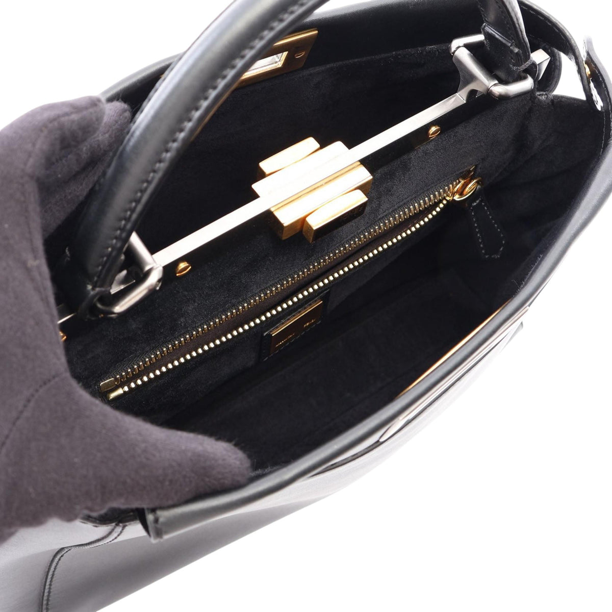 Fendi Medium Shiny Nappa Peekaboo Iconic Satchel