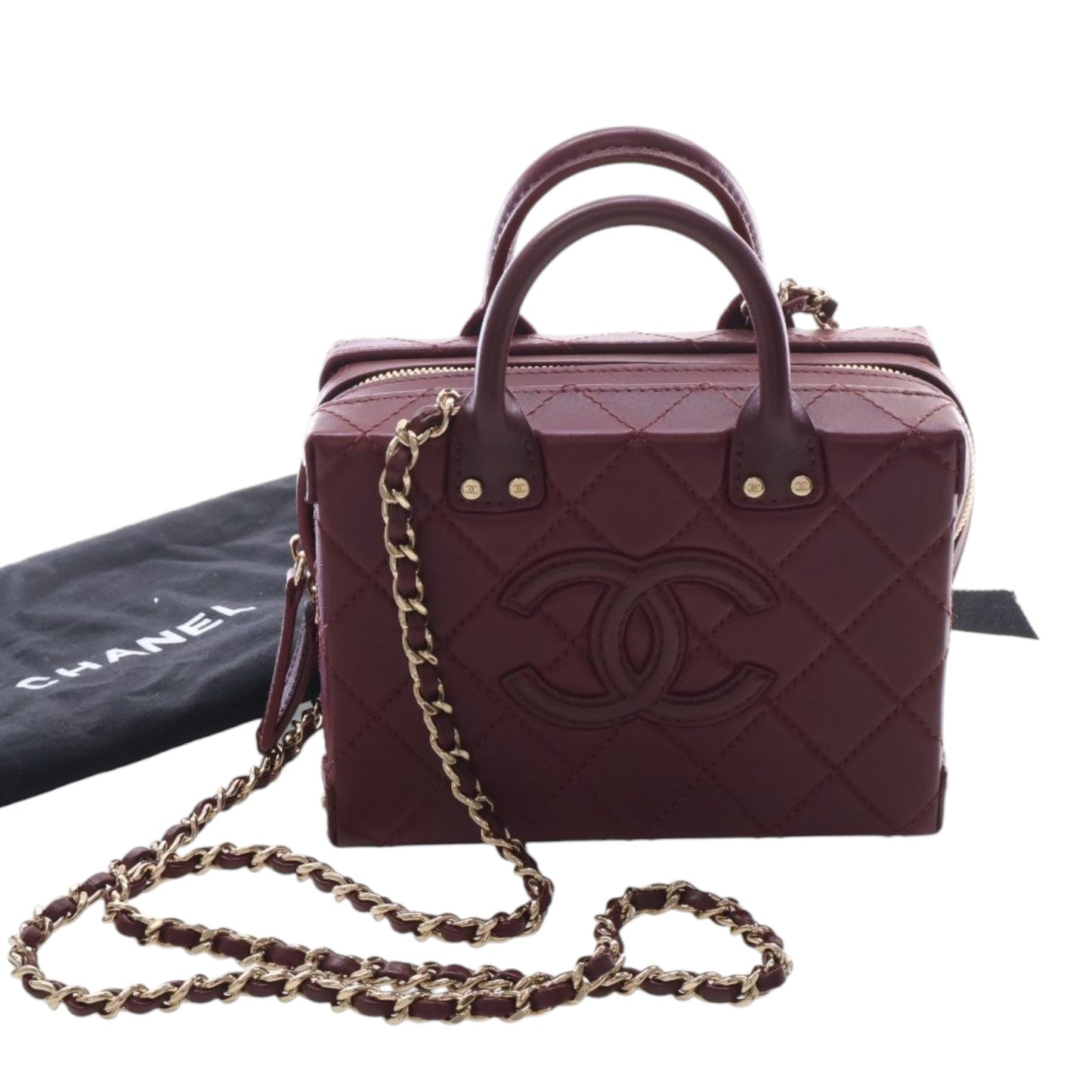 Chanel Small CC Quilted Calfskin Top Handle Convertible Vanity Case