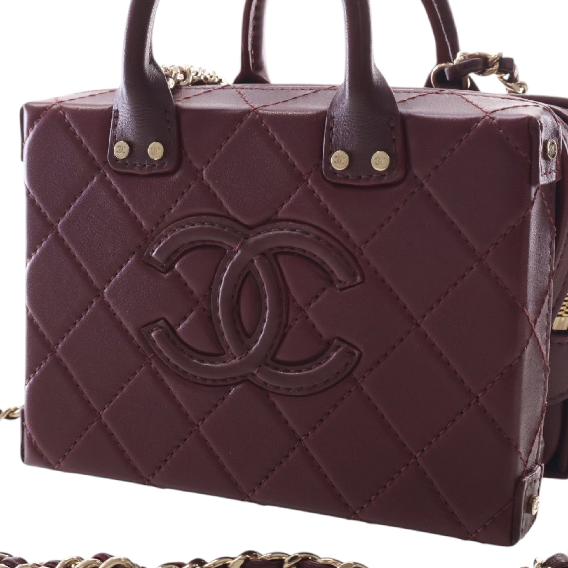 Chanel Small CC Quilted Calfskin Top Handle Convertible Vanity Case