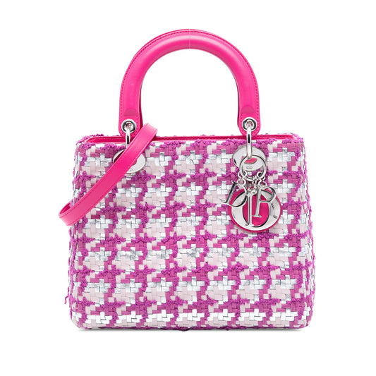 Dior Medium Lambskin And Tweed Lady Dior