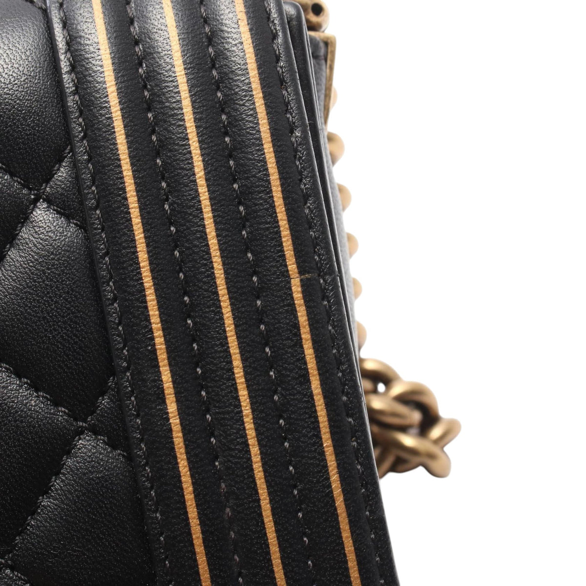 Chanel Small Quilted Lambskin Studded Top Handle Boy Flap Bag — Black