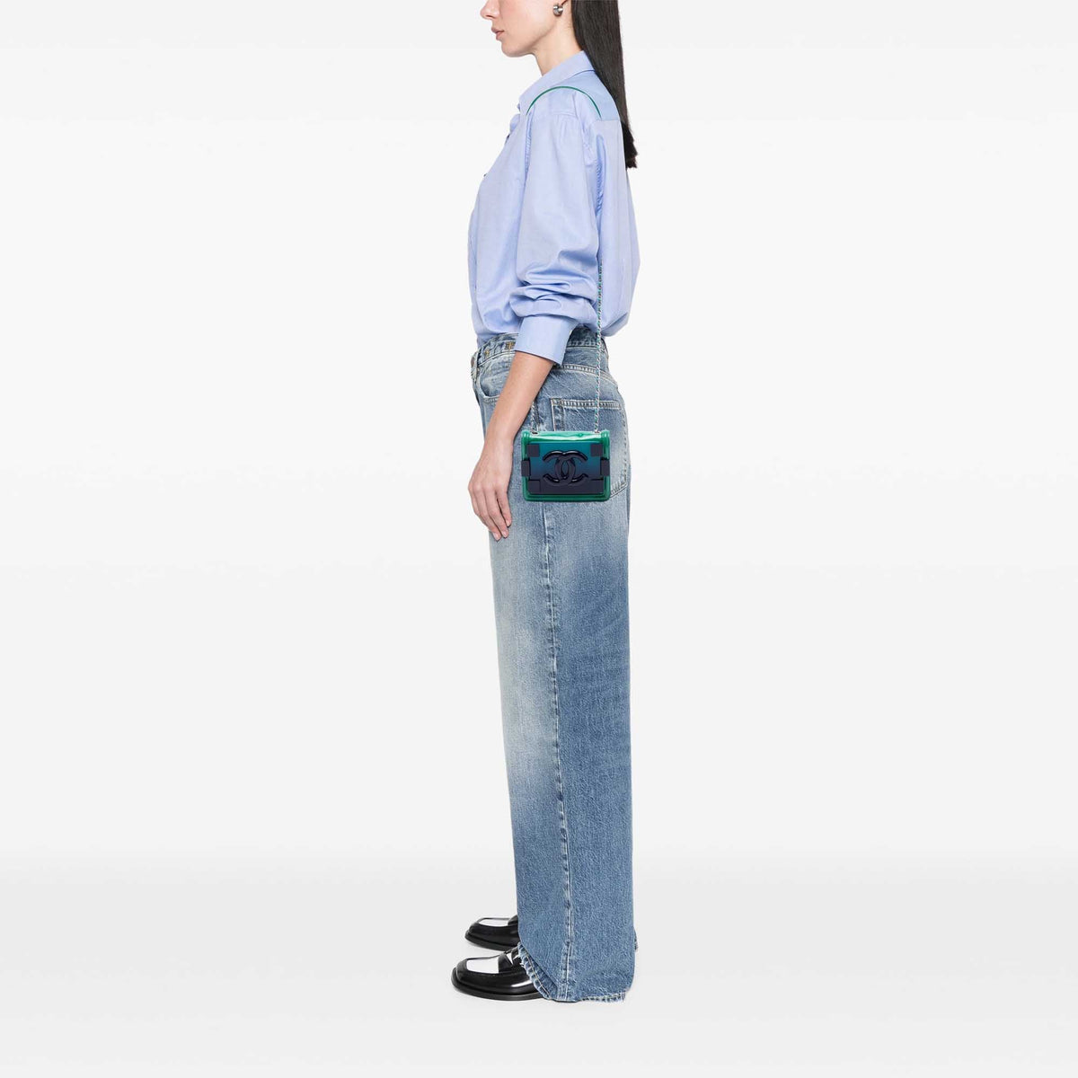 Chanel Mini Ombre Acrylic and Patent Boy Brick Flap — Green
