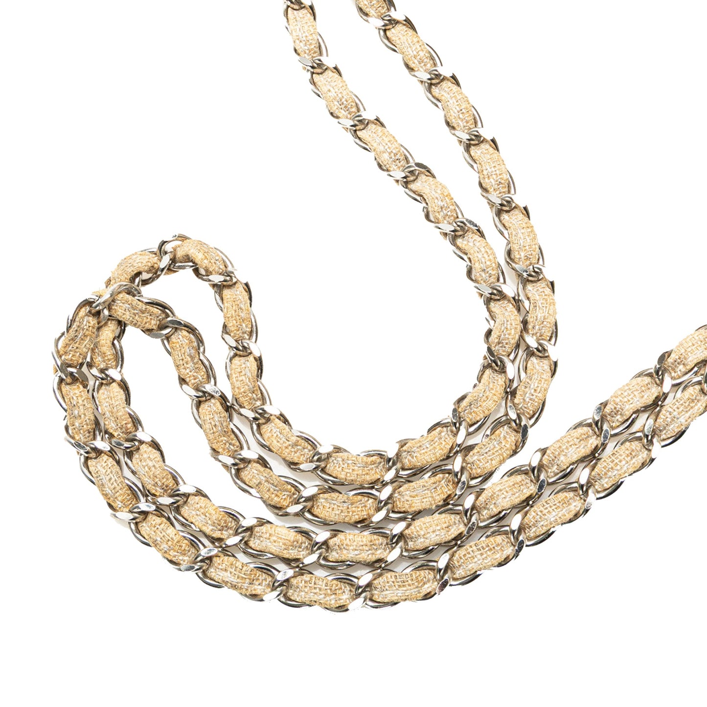 Chanel CC Stitched Linen Chain Tote