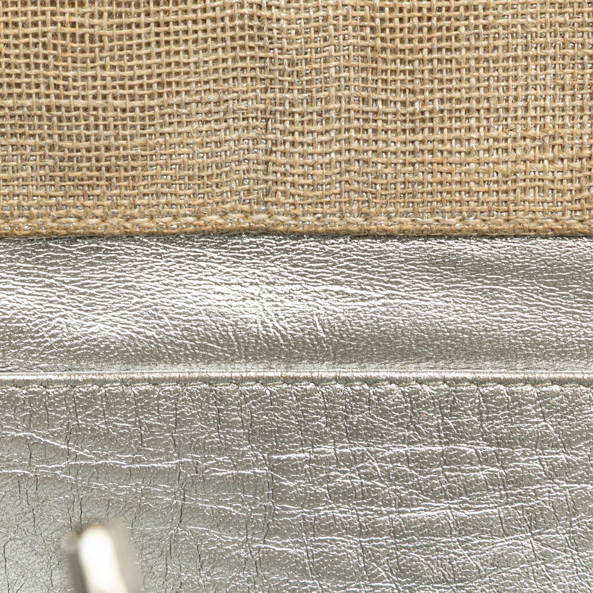 Chanel CC Stitched Linen Chain Tote