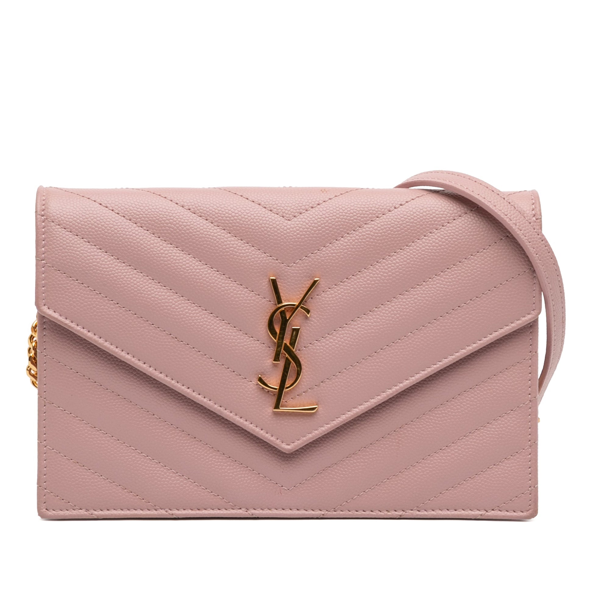 Saint Laurent Grain De Poudre Cassandre Envelope Chain Wallet