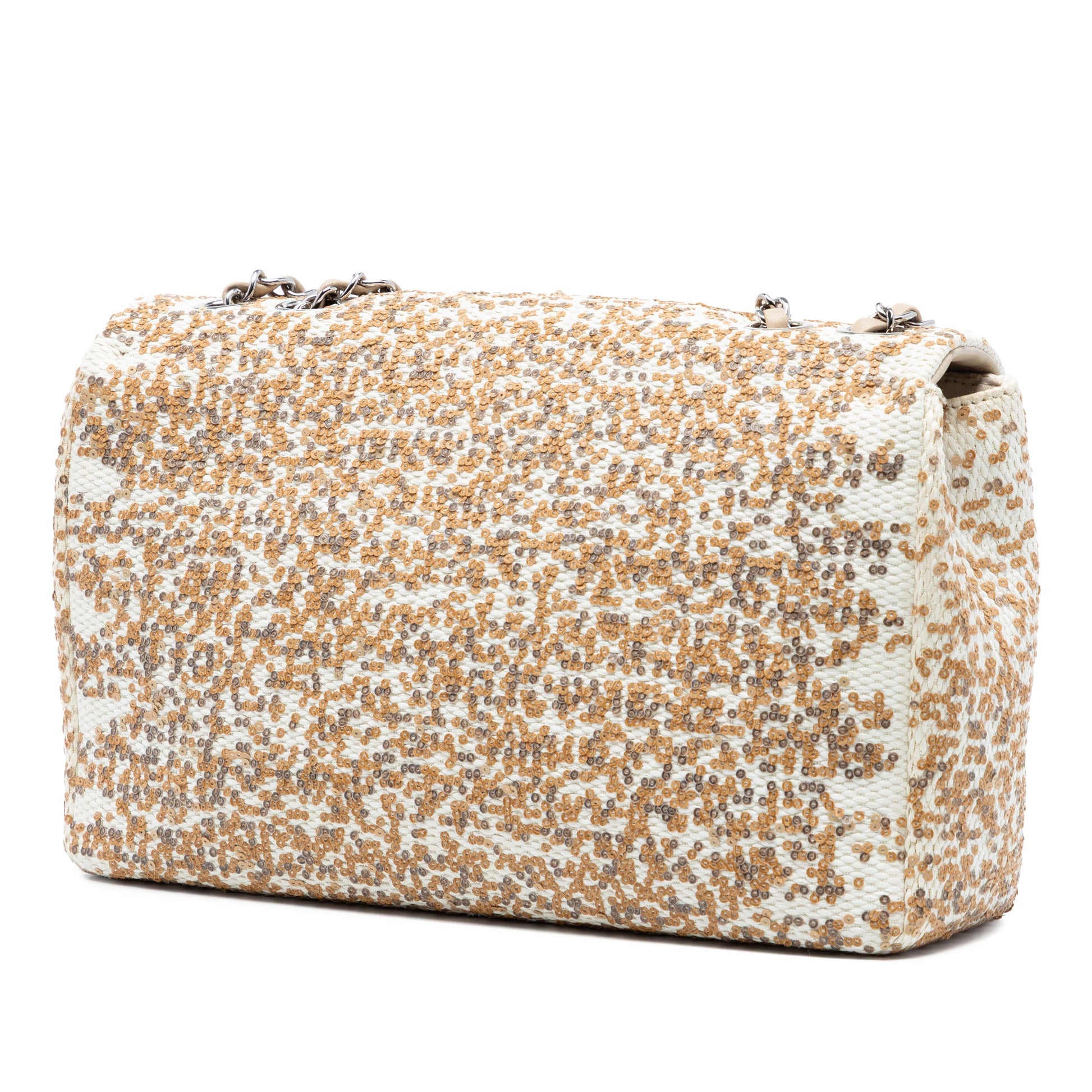 Chanel Jumbo Raffia Sequin Single Flap