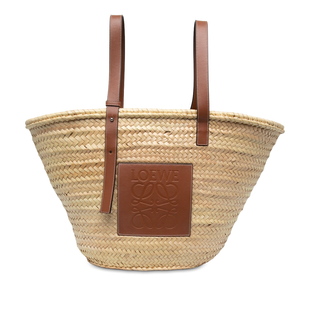 LOEWE Large Raffia Anagram Basket Tote — Beige
