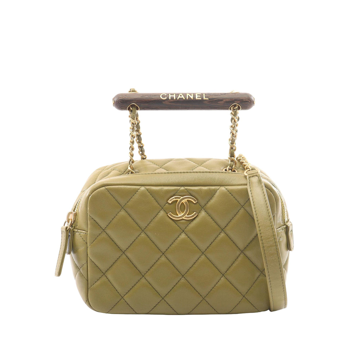 Chanel Mini Quilted Lambskin Wenge Wood Bowling Bag