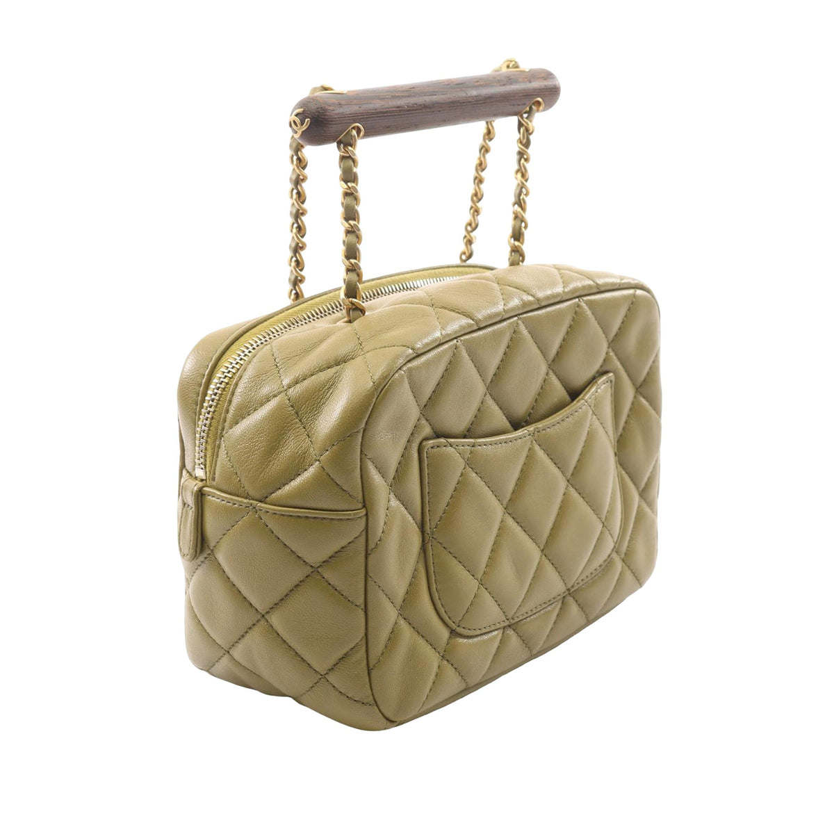 Chanel Mini Quilted Lambskin Wenge Wood Bowling Bag
