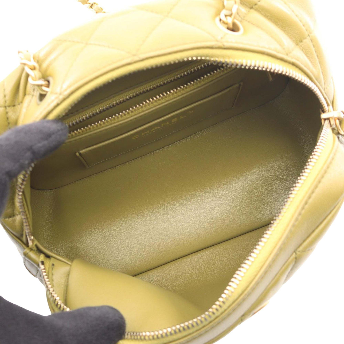 Chanel Mini Quilted Lambskin Wenge Wood Bowling Bag