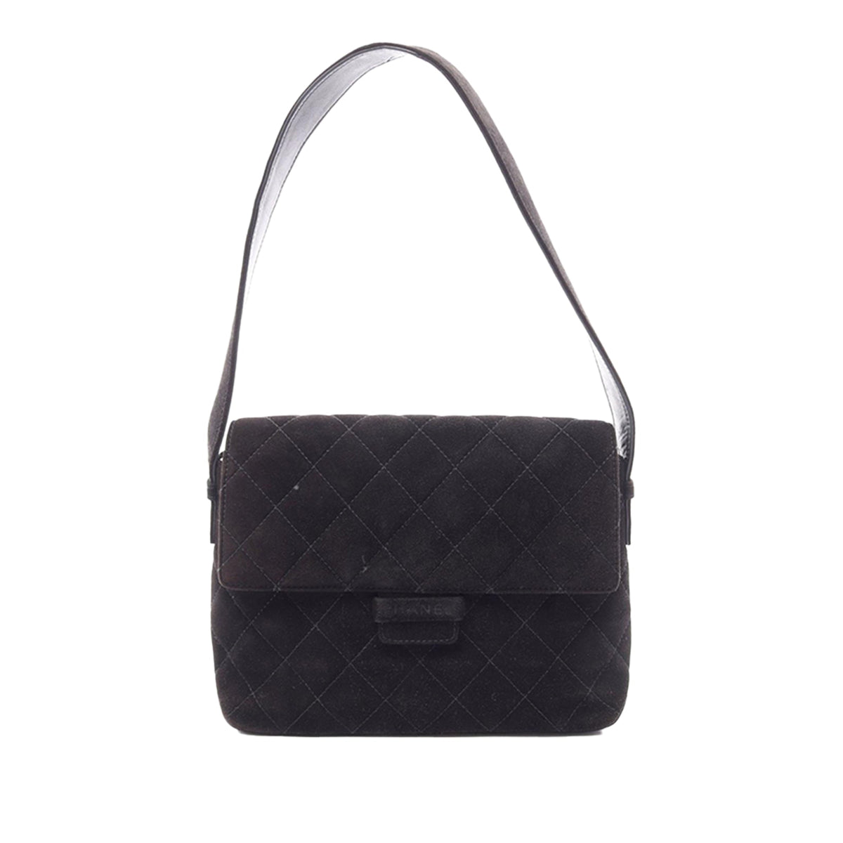 Chanel Quilted Suede Shoulder Bag — Black