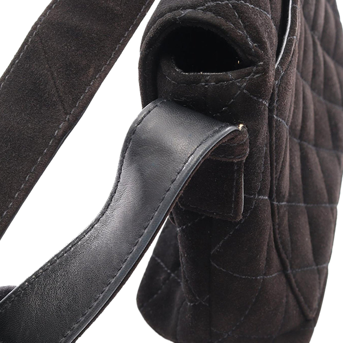 Chanel Quilted Suede Shoulder Bag — Black