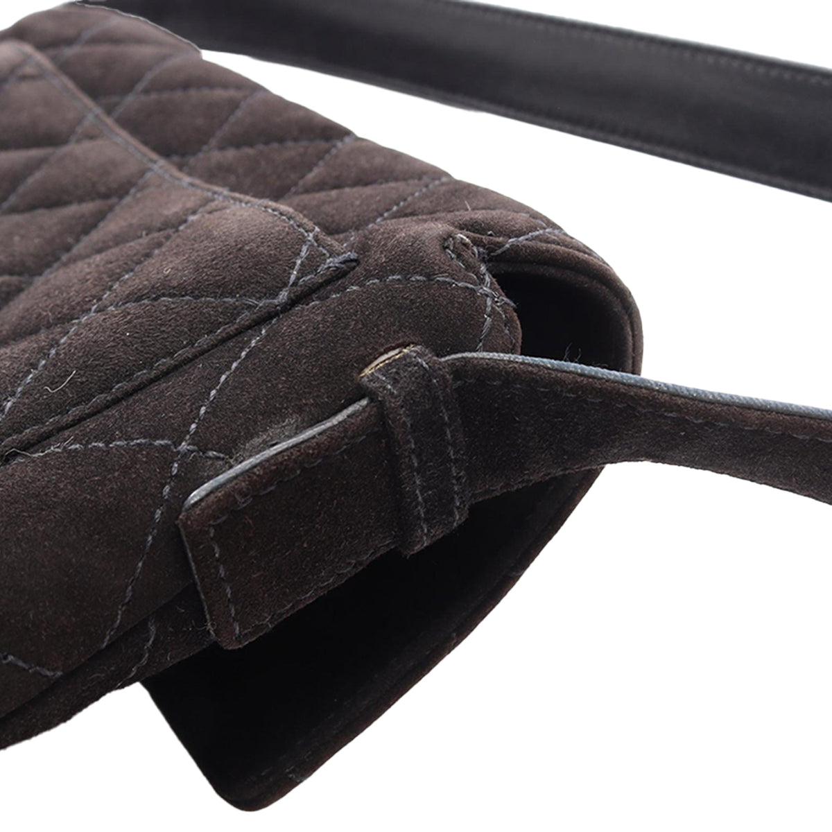 Chanel Quilted Suede Shoulder Bag — Black